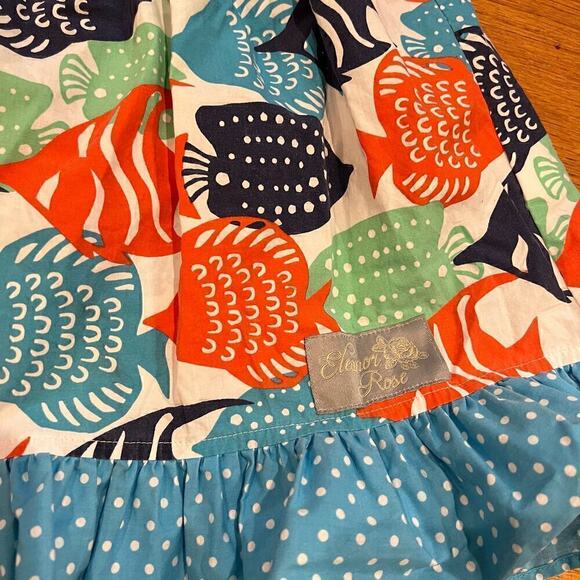 Eleanor Rose Rhonda Dress Size 6-7 Ruffle Knit Top Fish Casual Comfy Boutique - Picture 4 of 5